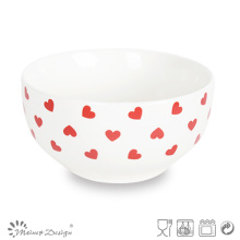 Decal Red Heart Design New Bone China Bowl